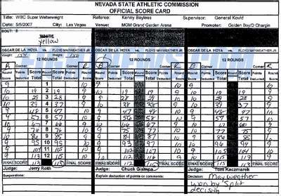 de la hoya mayweather scorecard.